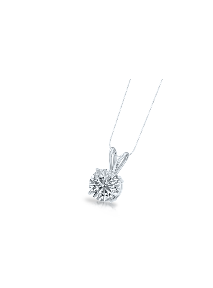 Lab Grown Diamond Solitaire Pendant-14K White Gold-4 Prong Basket-Round 0.25 ct TW class=